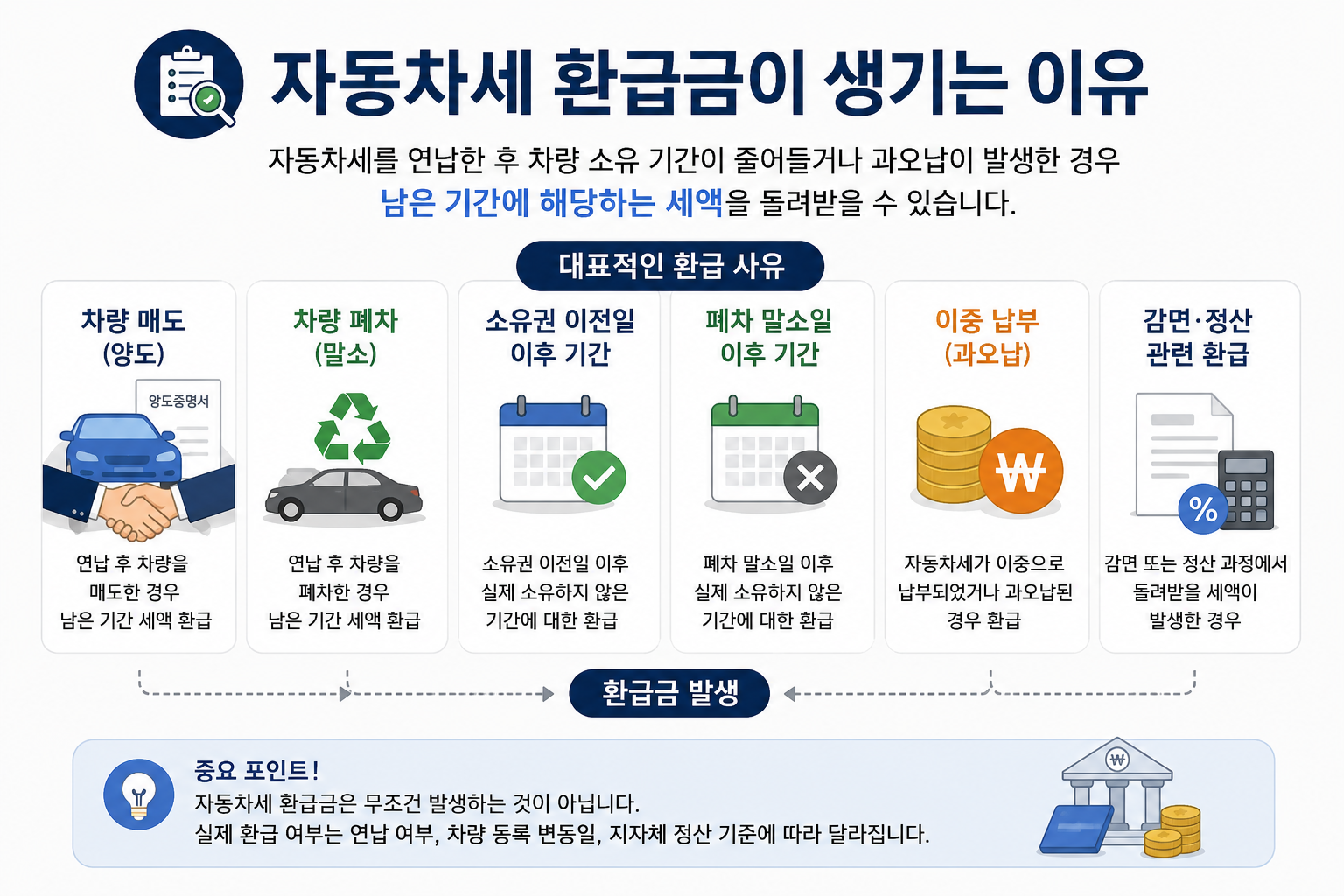 자동차세 환급금이 생기는 이유와 차량 매도 폐차 환급 사례 안내 이미지