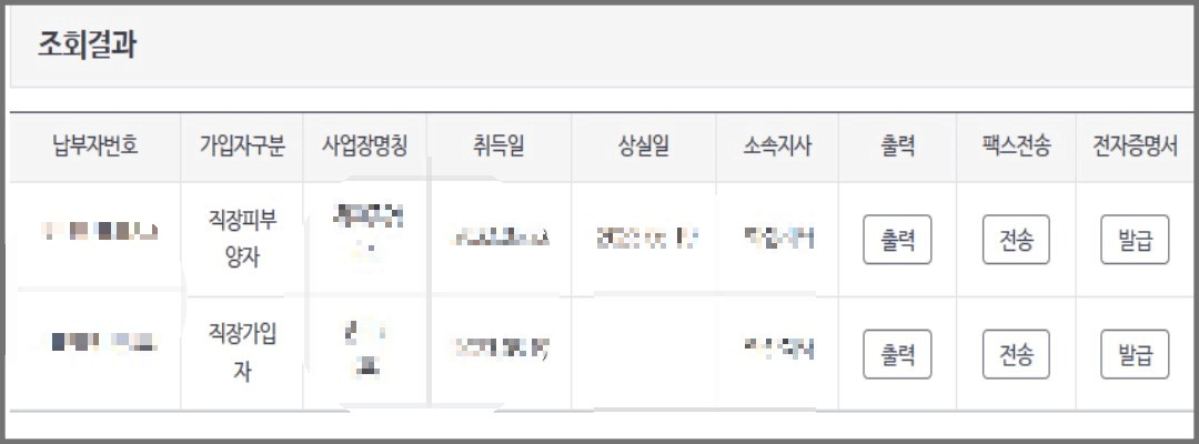 건강보험료 조회 결과