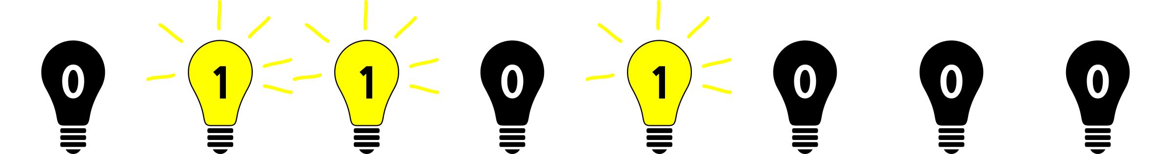 바이트를 8개의 전구로 표현한 이미지