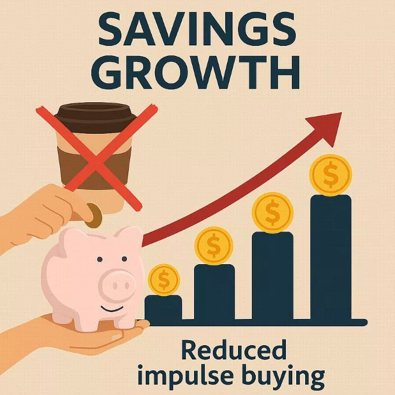 감정소비를 줄여 모은 커피값이 쌓이는 과정을 보여주는 저축 성장 그래프