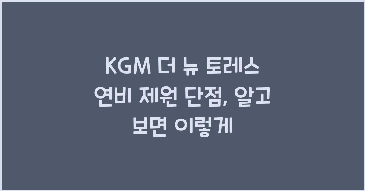 KGM 더 뉴 토레스 연비 제원 단점