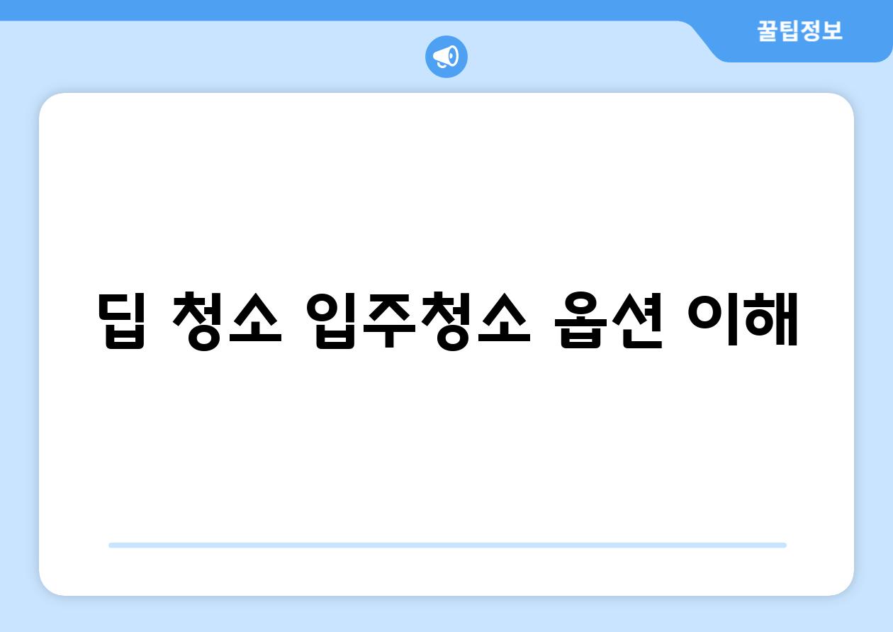 딥 청소 입주청소 옵션 이해