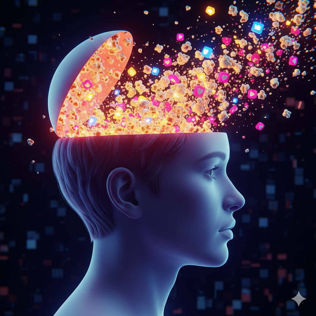 팝콘 브레인을 시각화한 모습