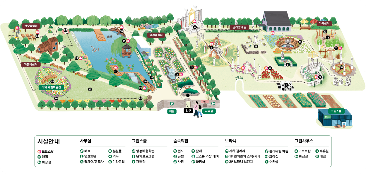 벽초지수목원의 주요 장소 이미지 / 출처: 벽초지수목원 홈페이지