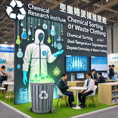 화학연구원 부스에서 폐의류의 화학적 선별 및 저온해중합 기술을 선보이고 있다