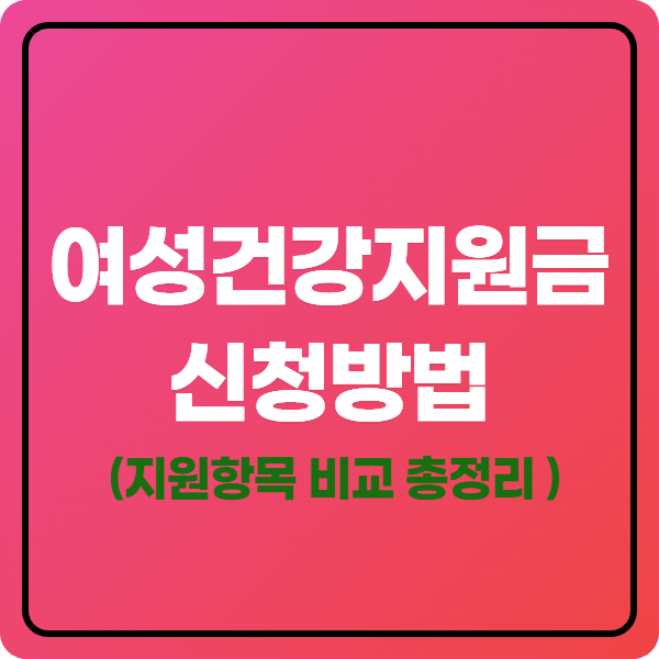 여성건강지원금 신청방법부터 지원항목 비교까지 총정리