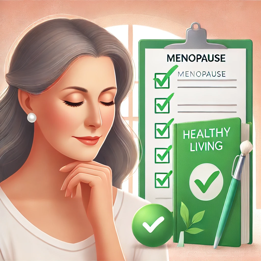 갱년기 체크리스트를 보고있는 여성의 모습