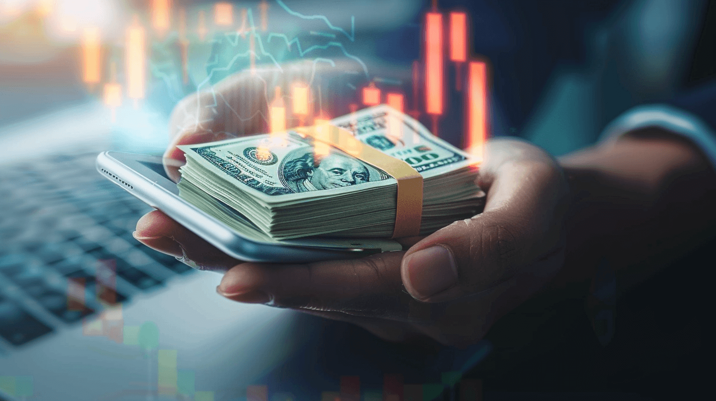 스마트폰과-달러를-쥐고-있는-손
