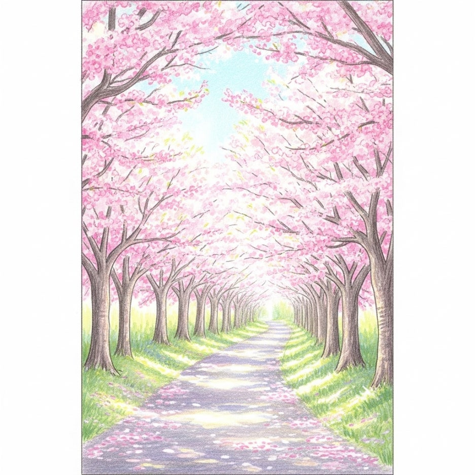 벚꽃 터널 사이로 이어지는 고즈넉한 산책로 풍경