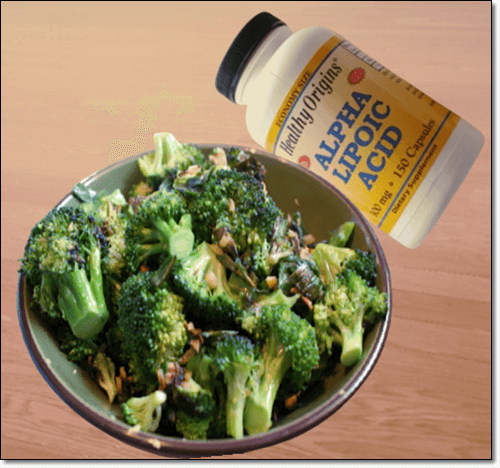 알파 리포산 음식 브로콜리와 보충제