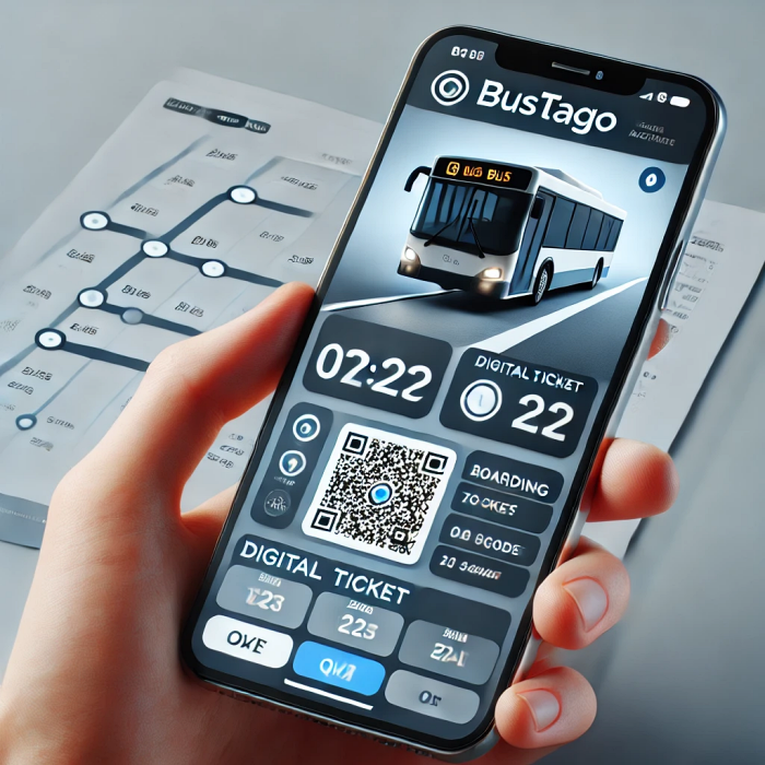 버스타고 앱에 표시된 디지털 승차권과 QR 코드