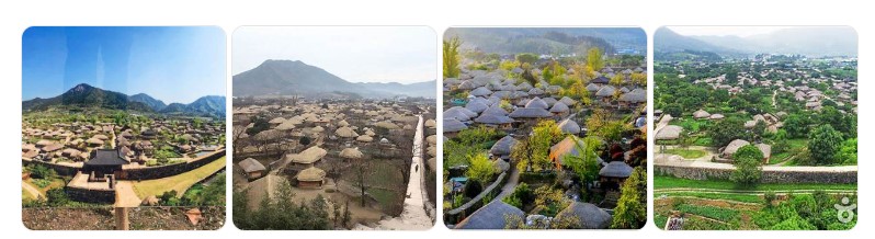 낙안읍성 전통 한옥마을의 사계절 풍경과 초가집 마을 전경