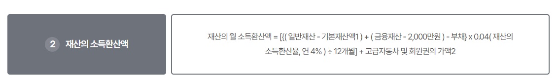 기초연금 수급자격 재산의 소득환산액