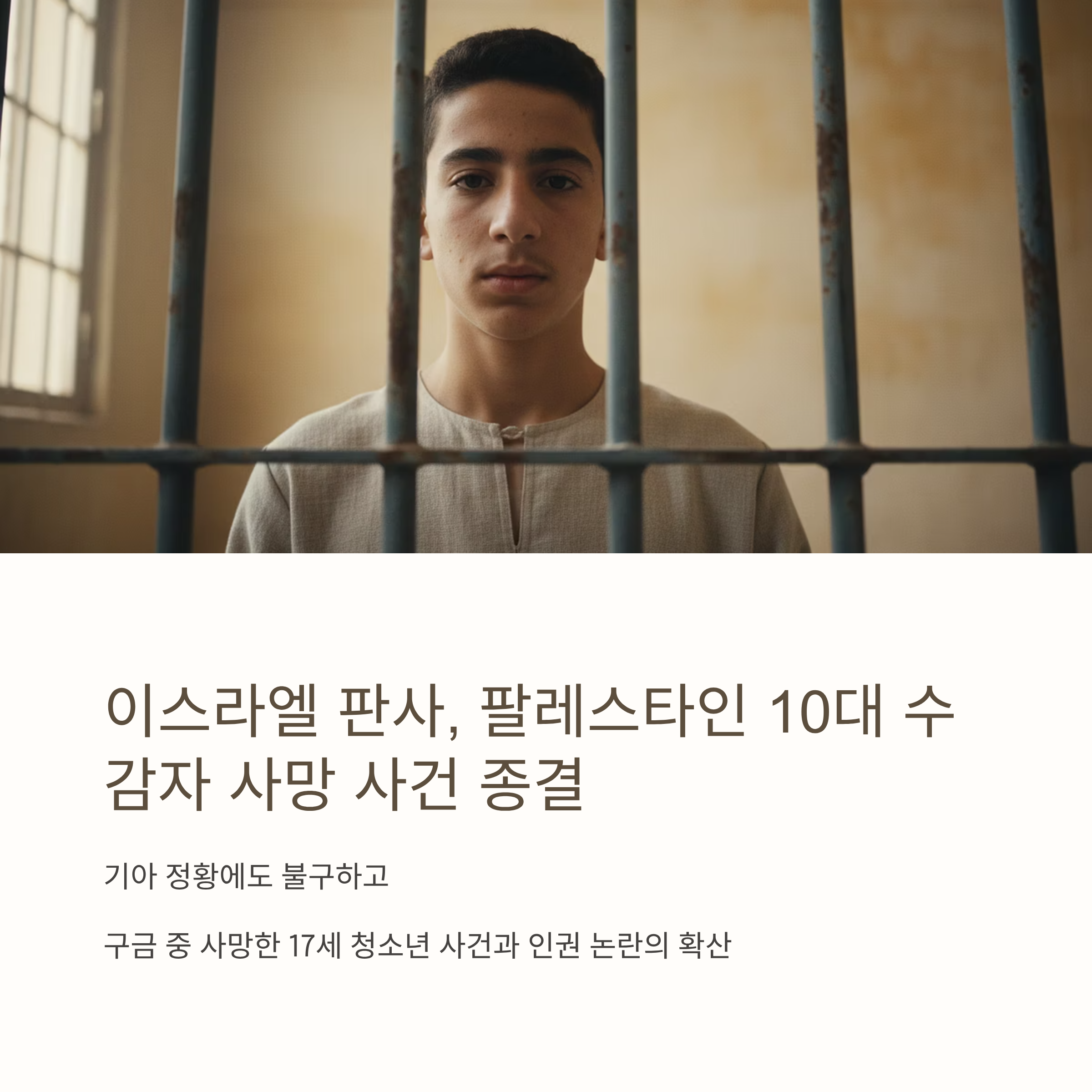 이스라엘 판사, 팔레스타인 10대 수감자 사망 사건 종결