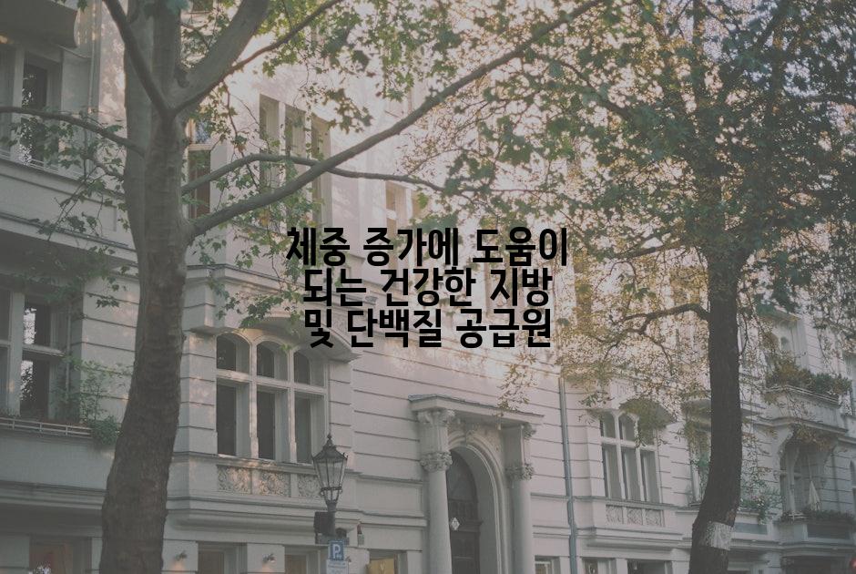 체중 증가에 도움이 되는 건강한 지방 및 단백질 공급원