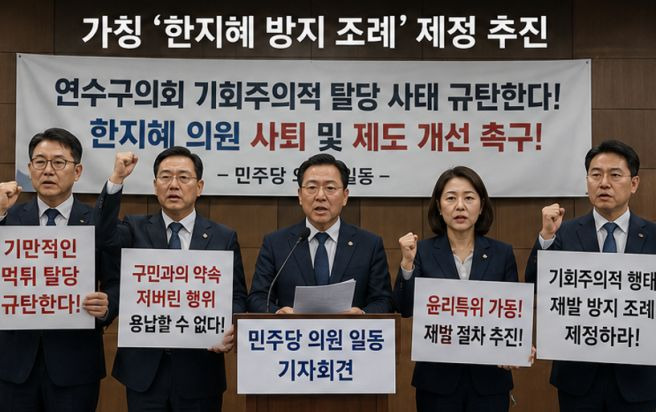 한지혜 의원 사흘 만의 기습 탈당 파문! 인천 연수구의회 여야 7대7 황금비율 붕괴와 국민의힘 의장단 독식, 한지혜 방지 조례 및 사법당국 고발 진상 총정리