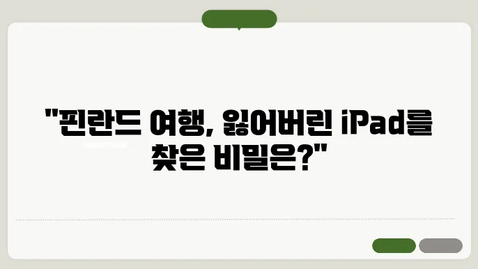 핀란드에서 아이패드 잃어버렸을 때 찾은 방법 분실물 