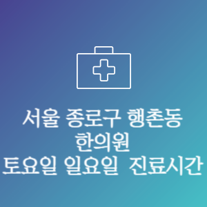 서울 종로구 행촌동 주말 토요일 일요일 문여는 병원 진료시간