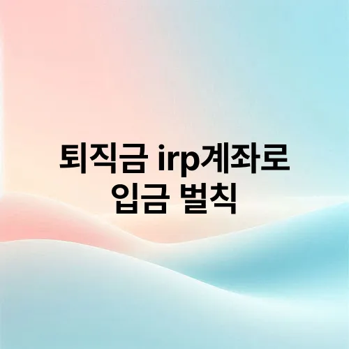 퇴직금 irp계좌로 입금 벌칙