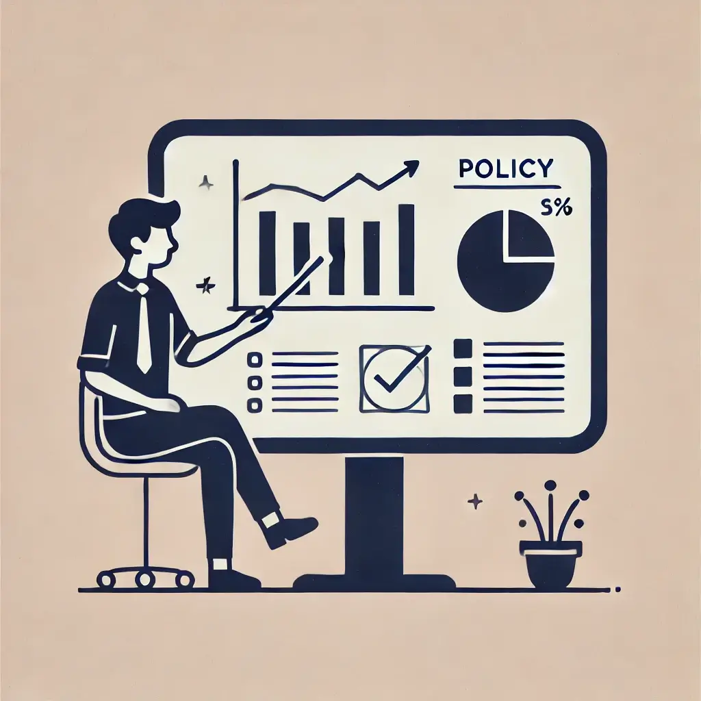 정책 그래프를 분석하는 청년.