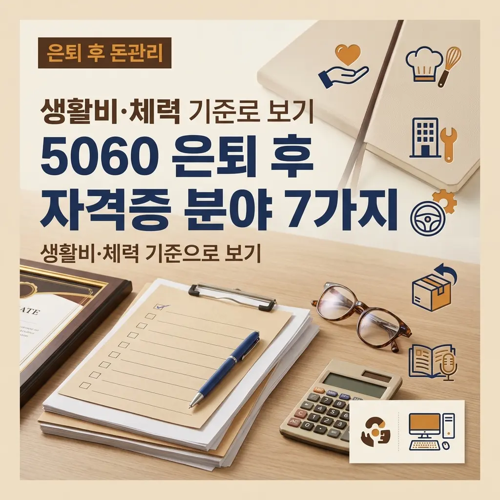 5060 은퇴 후 자격증 분야 7가지를 생활비와 체력 기준으로 살펴보는 노후 생활 설계 썸네일