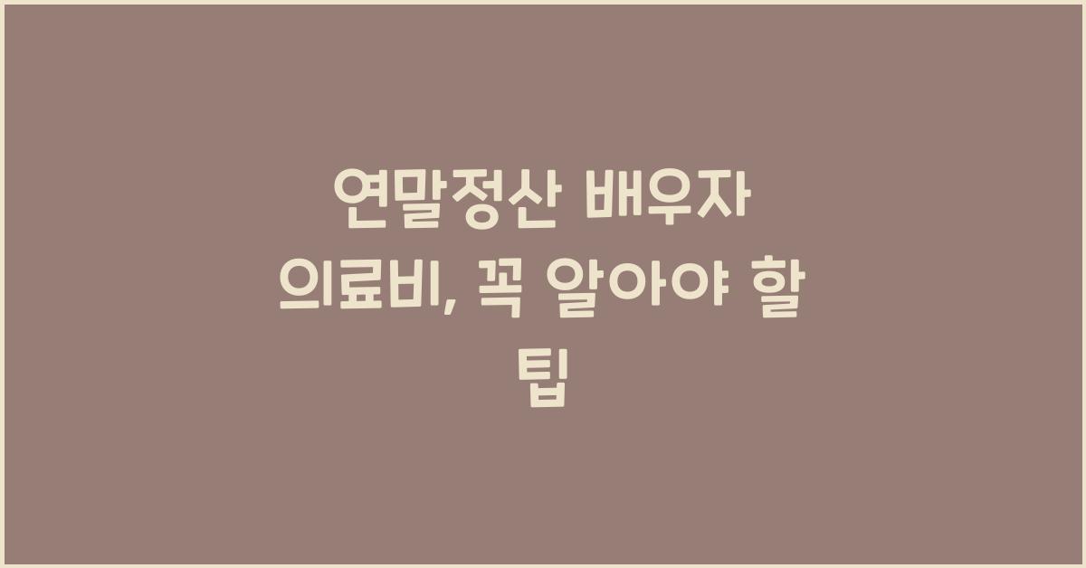연말정산 배우자 의료비