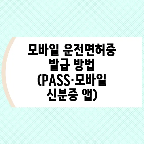 모바일 운전면허증 발급 방법 (PASS·모바일 신분증 앱)