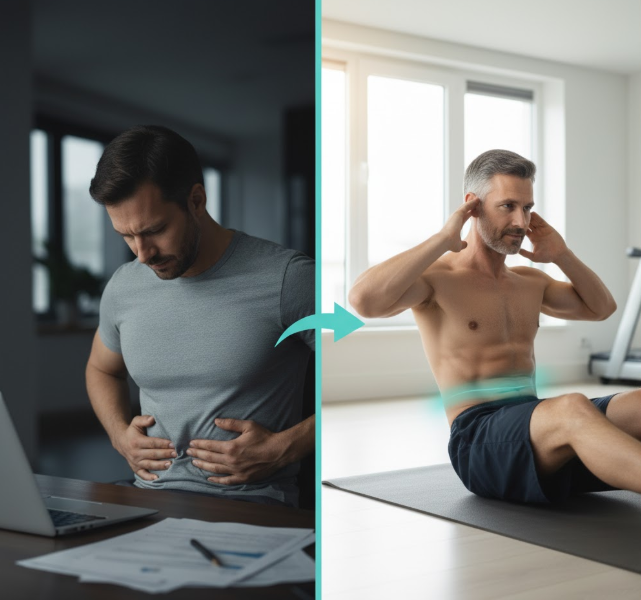 뱃살을 빼기 위해 운동하는 40대 남자