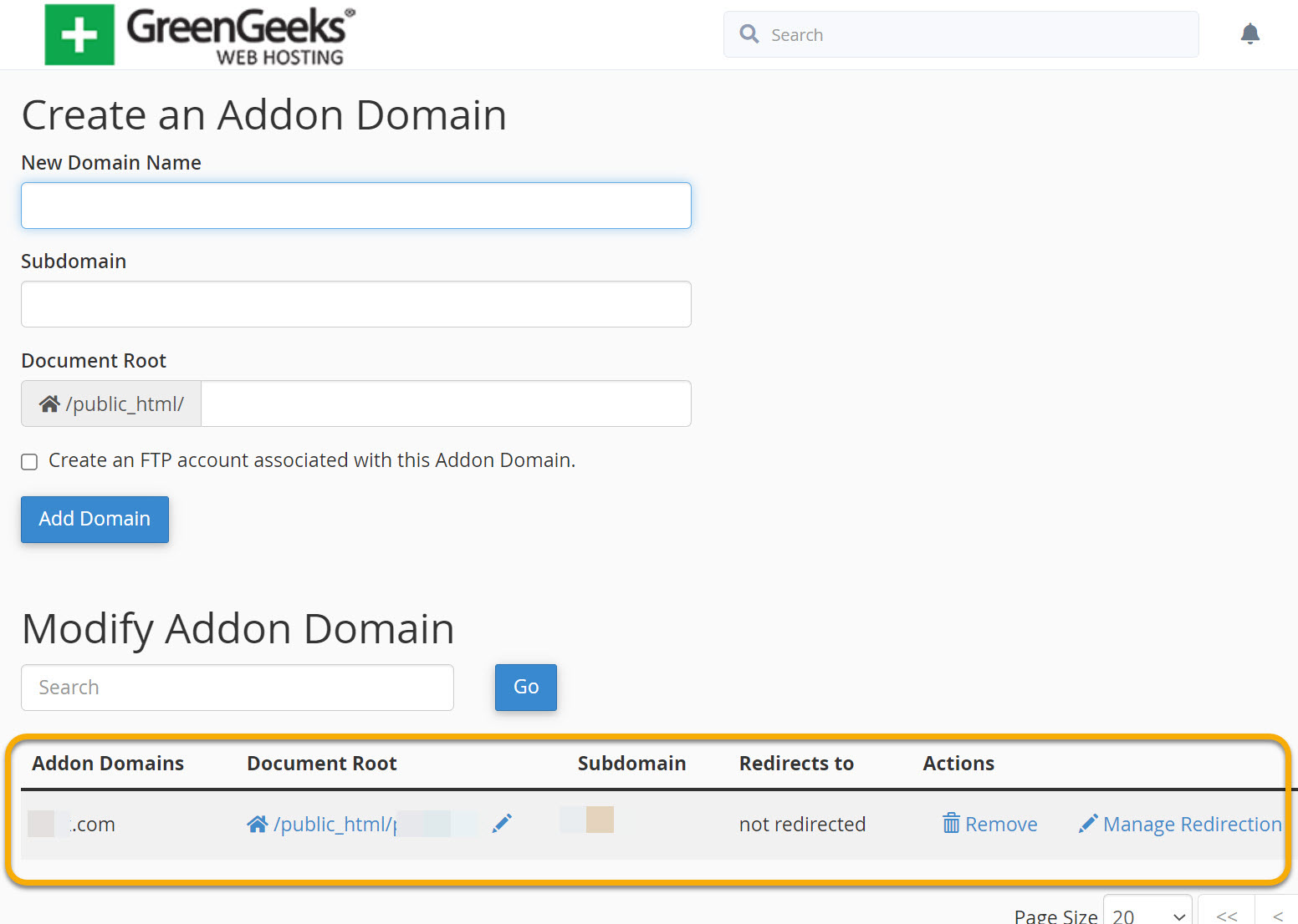 해외호스팅 GreenGeeks: 도메인 추가하기