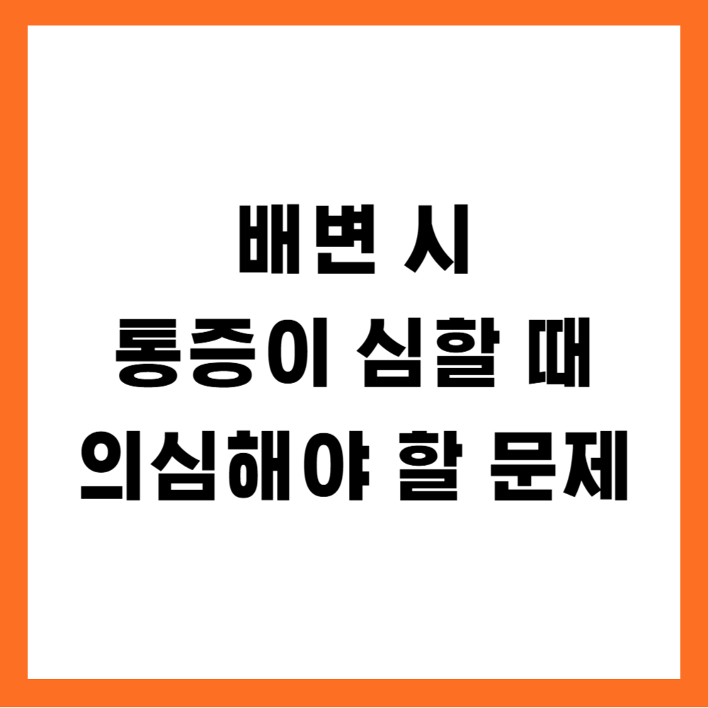 배변 시 통증이 심할 때 의심해야 할 문제