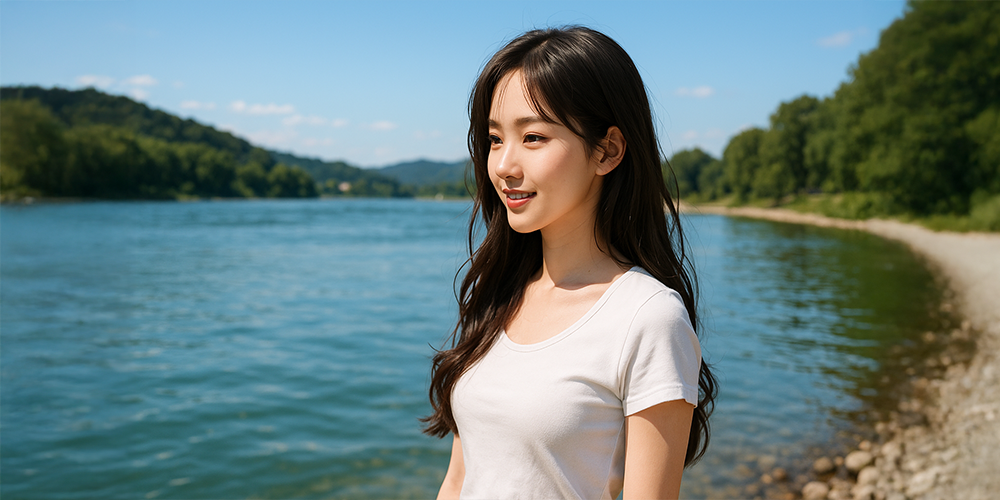 꿈속에서 강을바라보는 여성