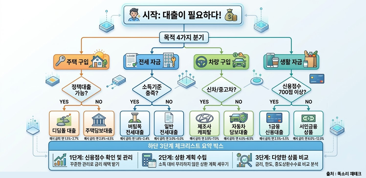 내 상황별 대출 선택 가이드 플로우차트