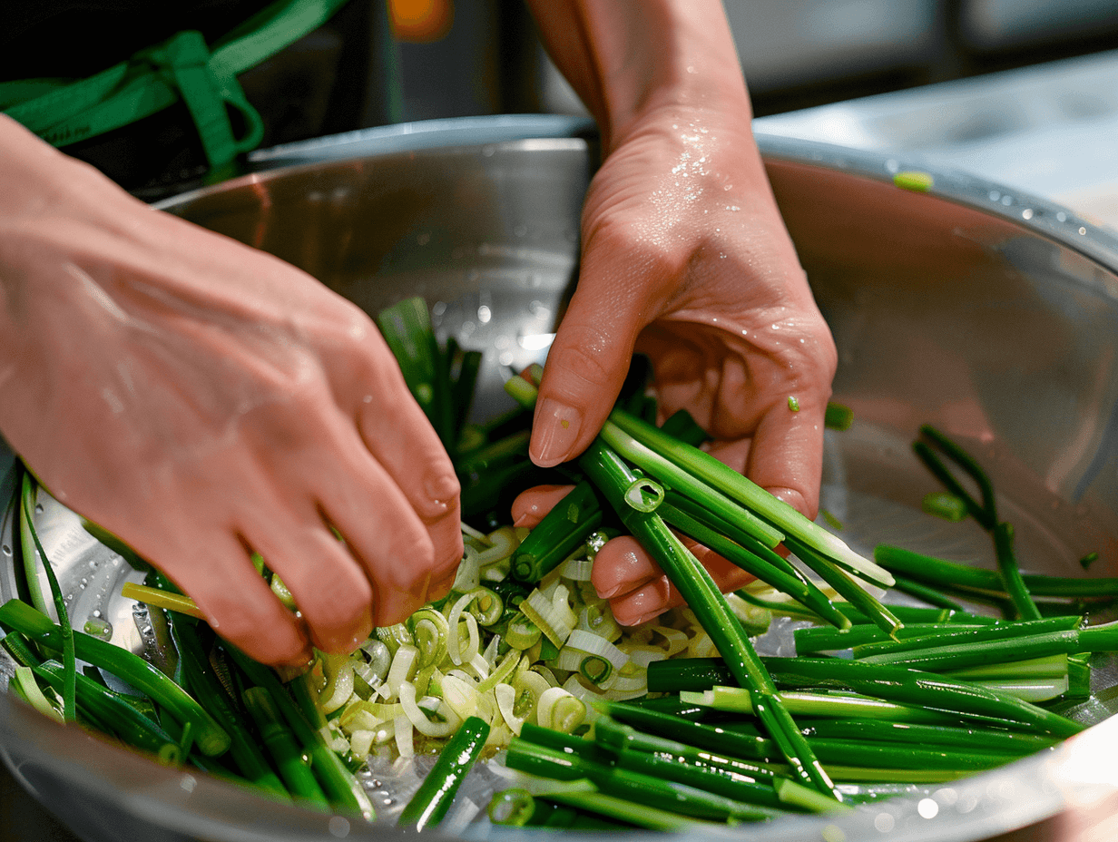 마늘쫑을-손질하는-모습