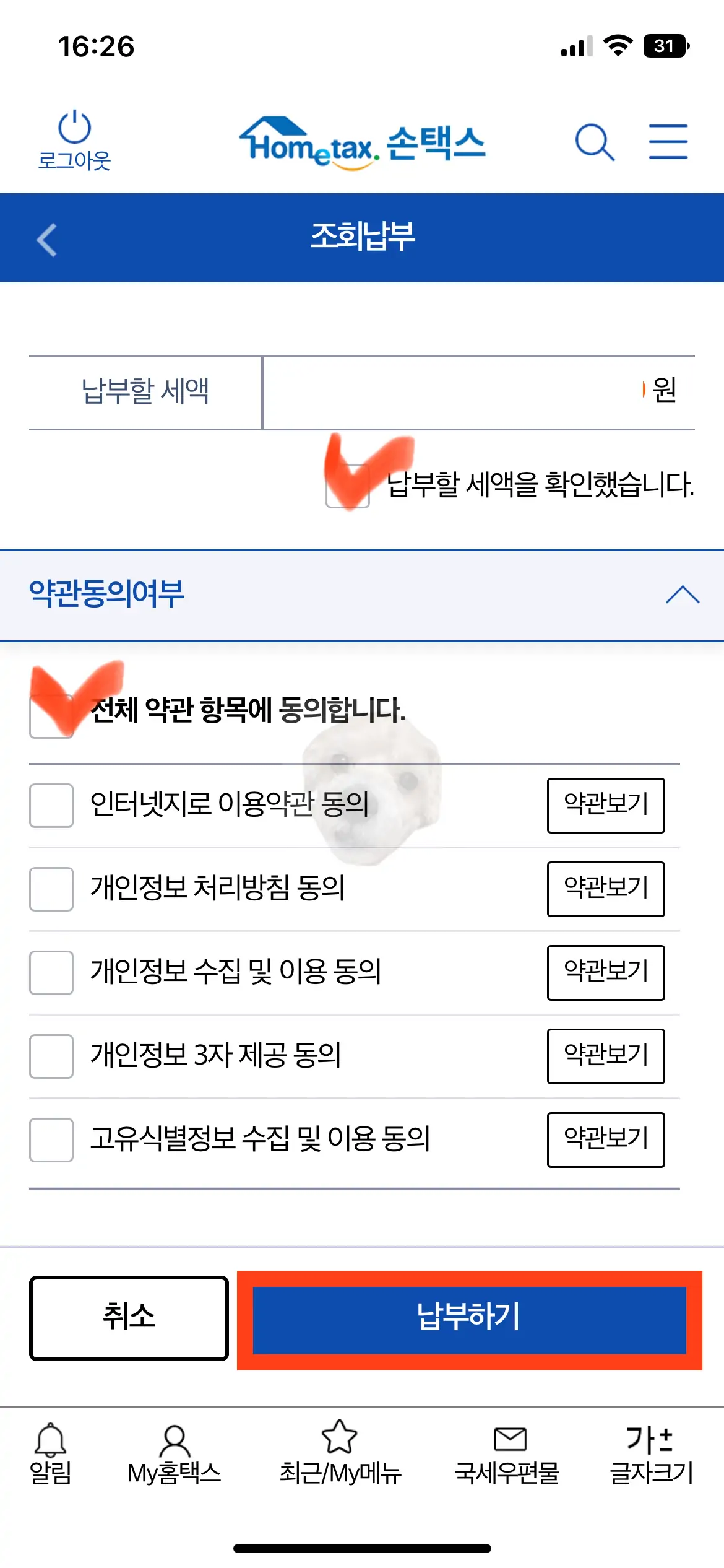 손택스 종소세 납부2