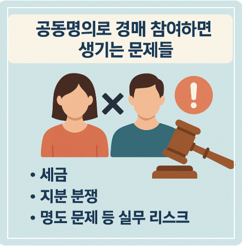 공동명의로 경매 참여시 생기는 문제 관련 이미지