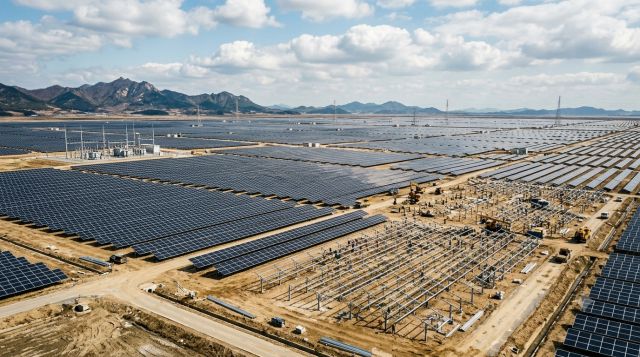 해남 혈도간척지 400MW 대규모 태양광발전단지 착공 현장