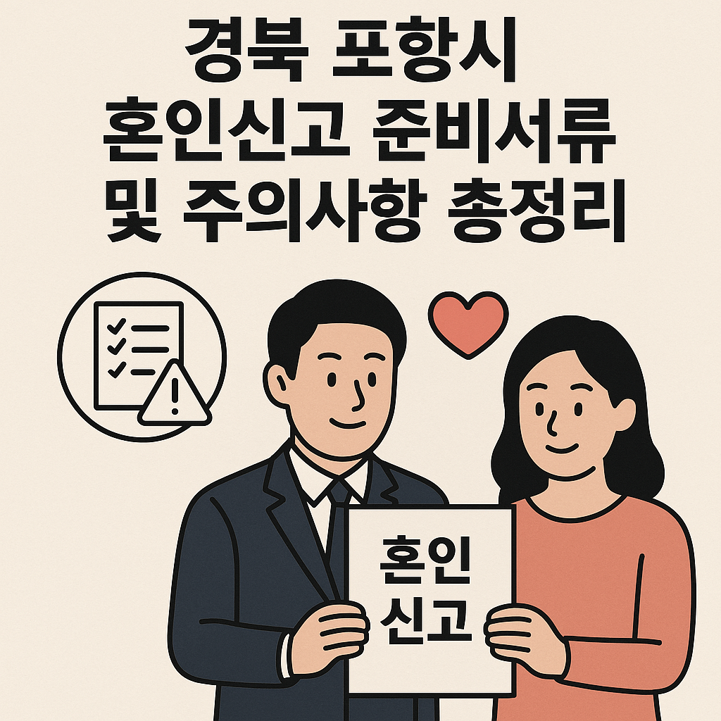경북 포항시 혼인신고 준비서류 및 주의사항 총정리