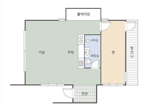 남해 편백자연휴양림 숲속의 집 8인실 배치도