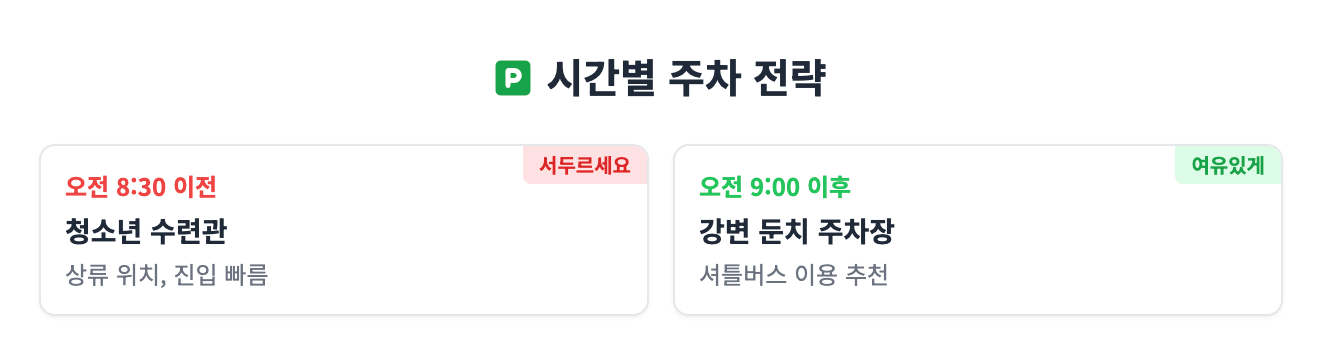 주차장 시간별 주차 전략 인포그래픽