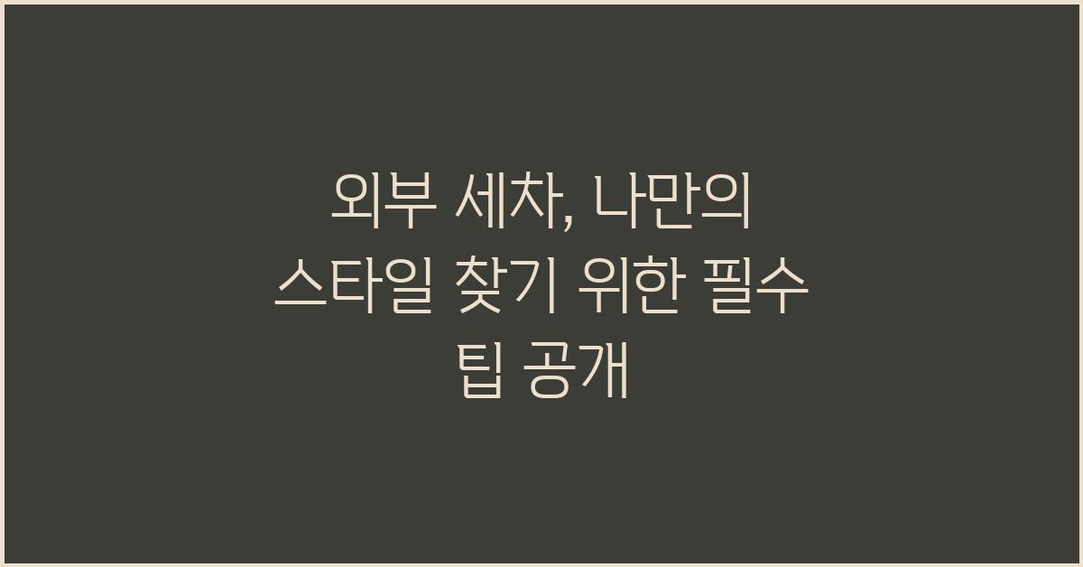 외부 세차, 나만의 스타일 찾기