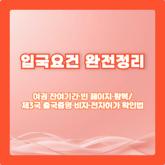 입국요건 완전정리: 여권 잔여기간·빈 페이지·왕복/제3국 출국증명·비자·전자허가 확인법