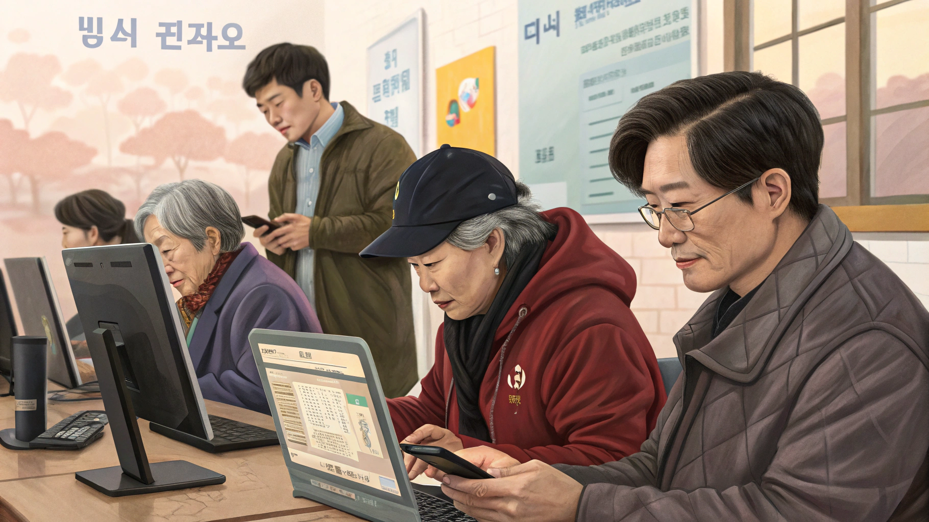 관련이미지 온라인 신청중인 어르신들