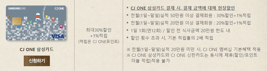 빕스 통신사, 제휴카드 할인