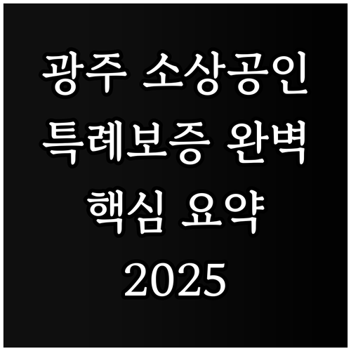 2025 광주 소상공인 특례보증 완벽..