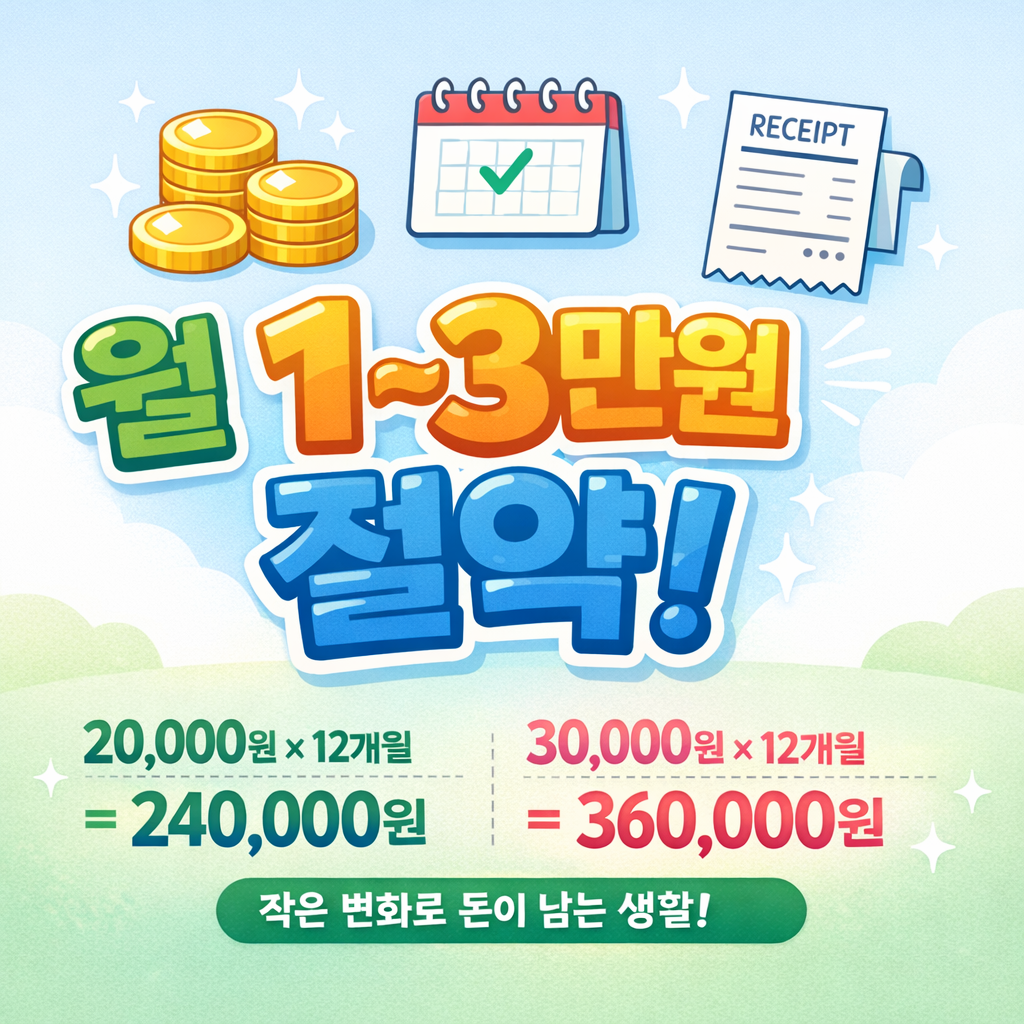 &ldquo;월 1~3만원 절약&rdquo;은 작지만, 가장 현실적인 &lsquo;돈이 남는 변화&rsquo;예요