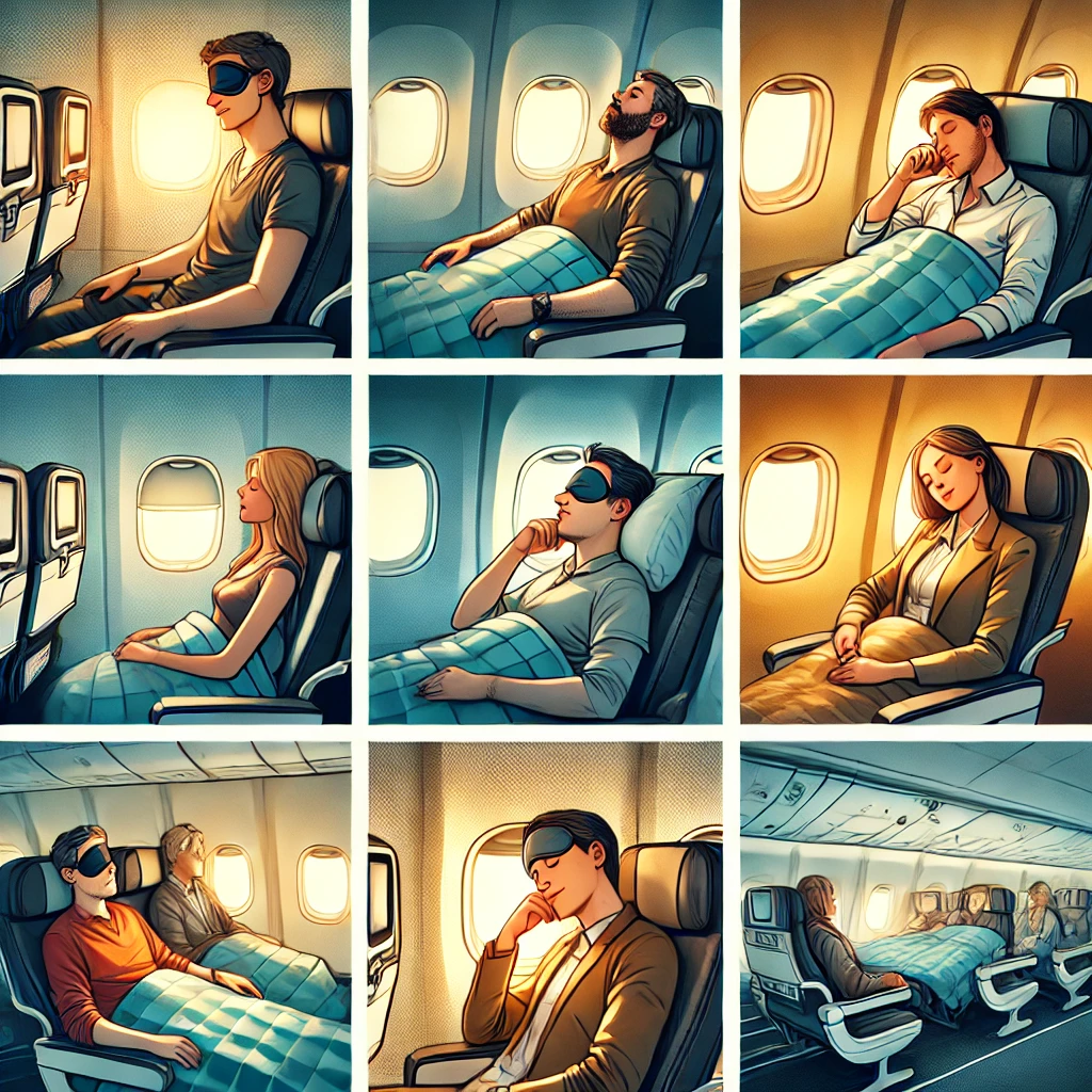 기내에서 편히 수면하는 사진