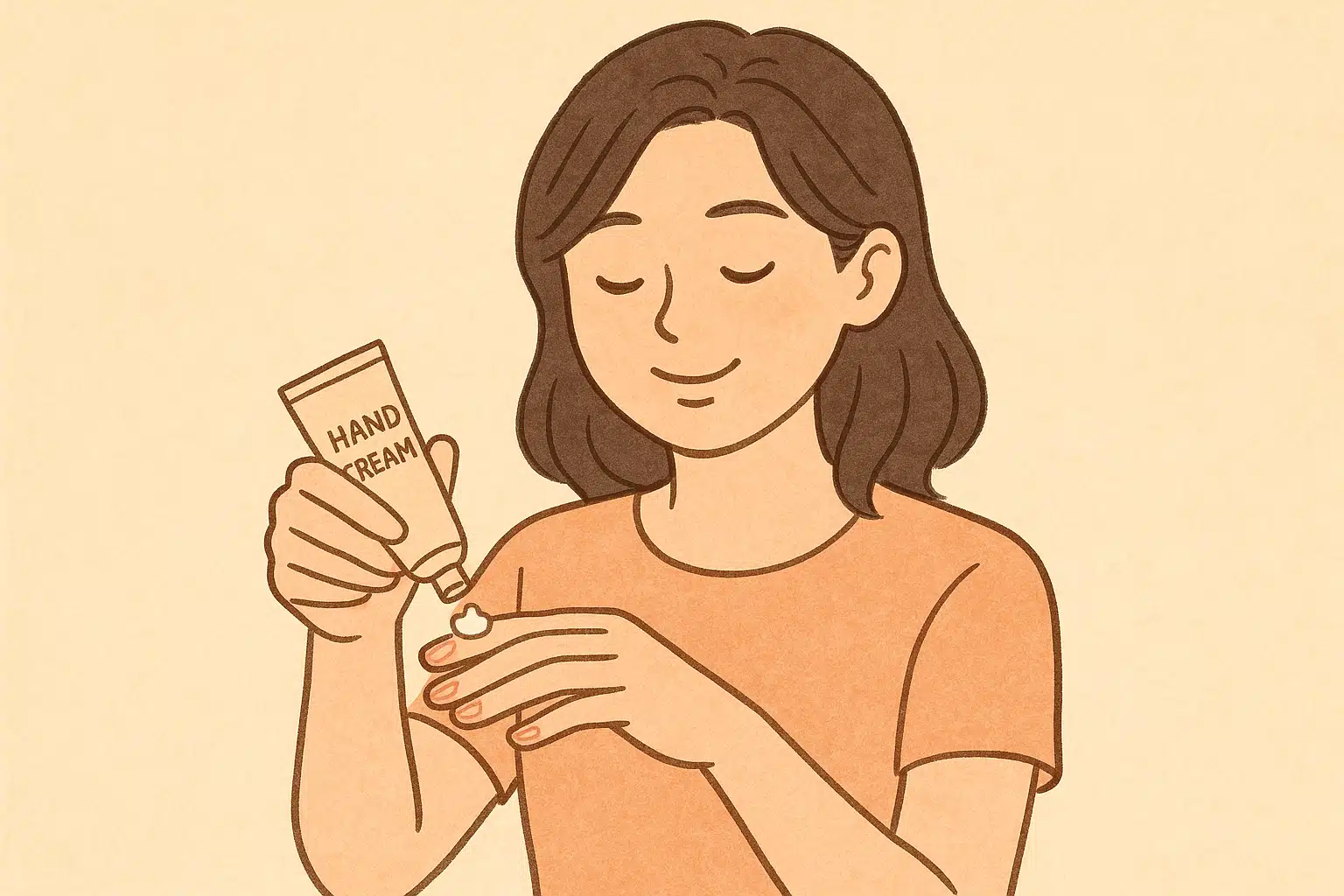 손톱에 핸드크림을 바르는 여성