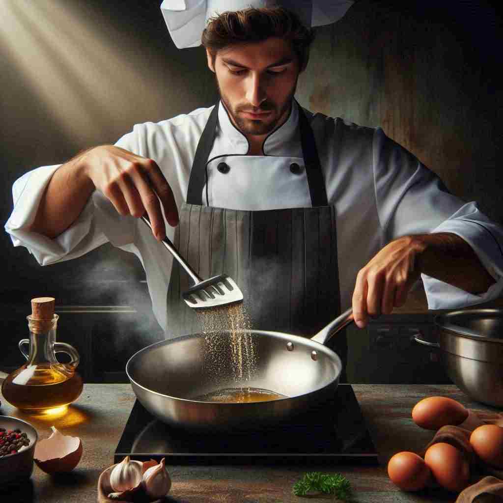 녹두전을 부치고 있는 쉐프