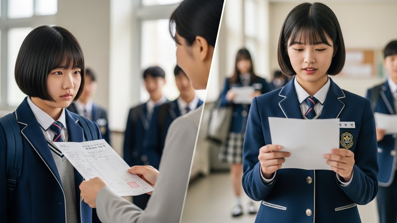 초조하게 수능성적 발표를 기다리는 학생의 모습