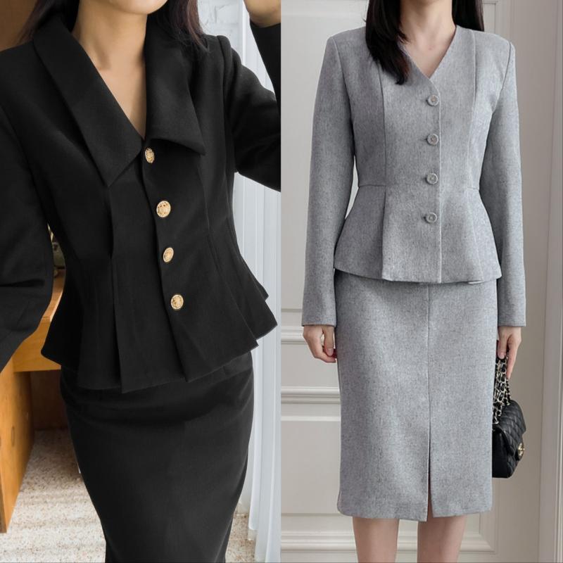 가을 여성정장 세트 치마 여자 셋업 명품스타일 여자세미정장